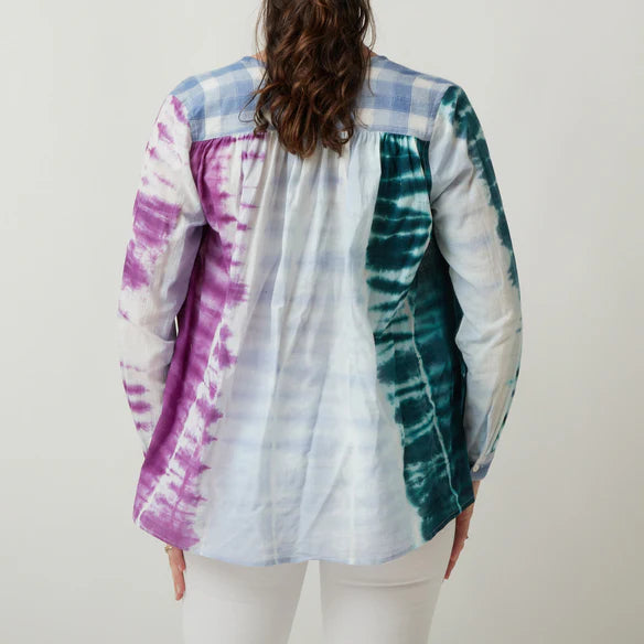 TIE& DYE CHECK BLUE BLOUSE