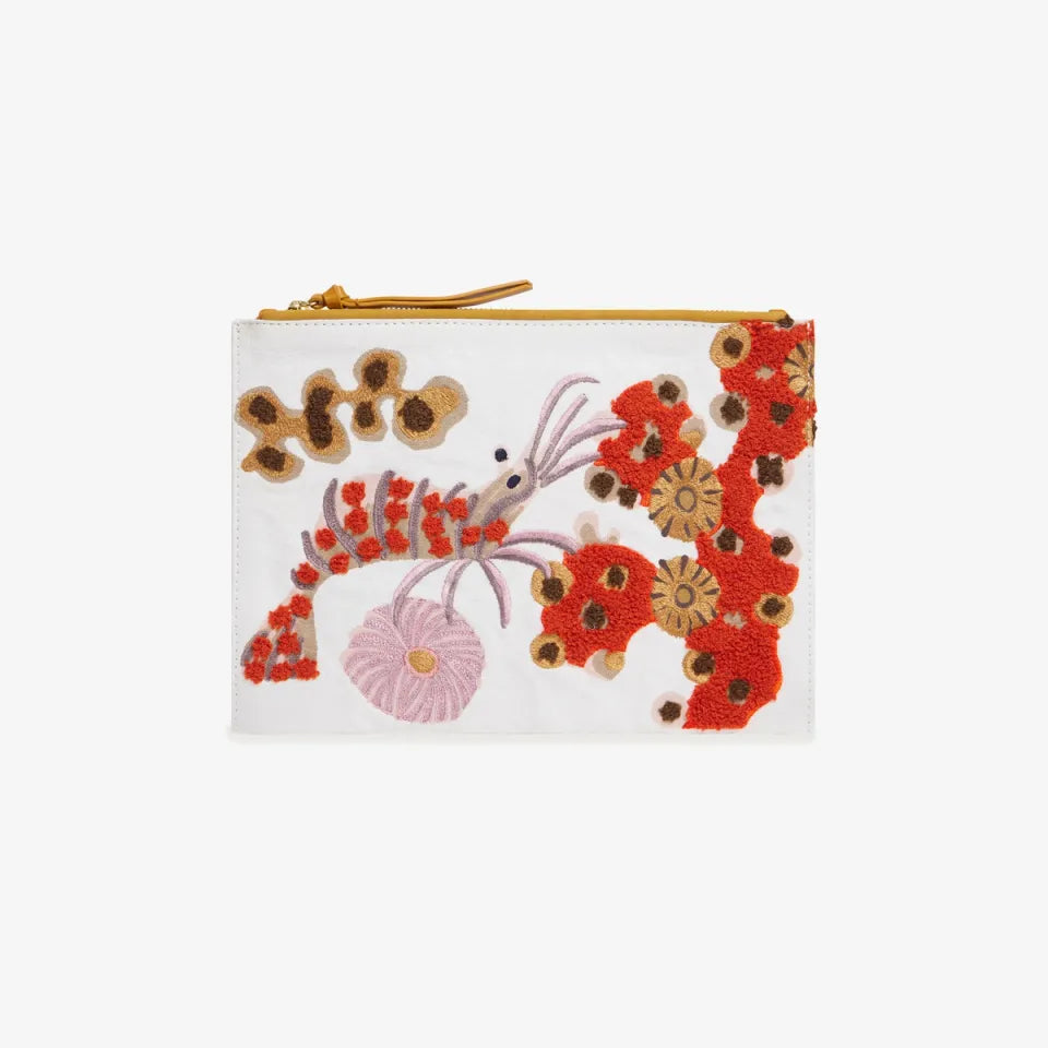 EMBROIDERED POUCH - CREVETTE MULTICOLOR