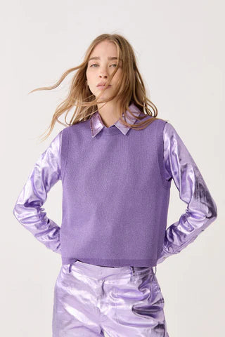 GLITTER KNITTED TOP - VIOLET