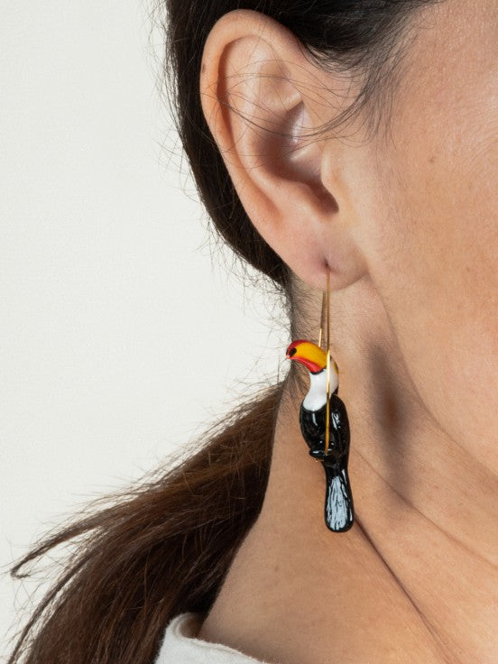 TOUCAN BIRDS HOOP EARRINGS