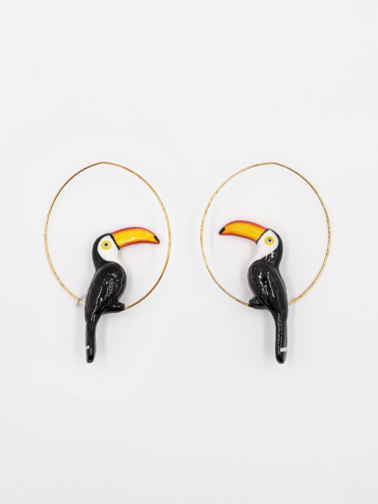 TOUCAN BIRDS HOOP EARRINGS