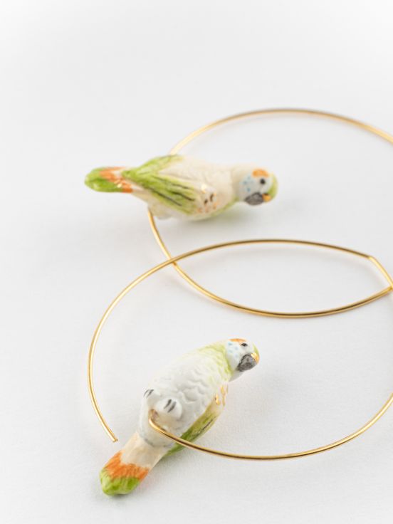 BUDGERIGAR BIRDS HOOP EARRINGS