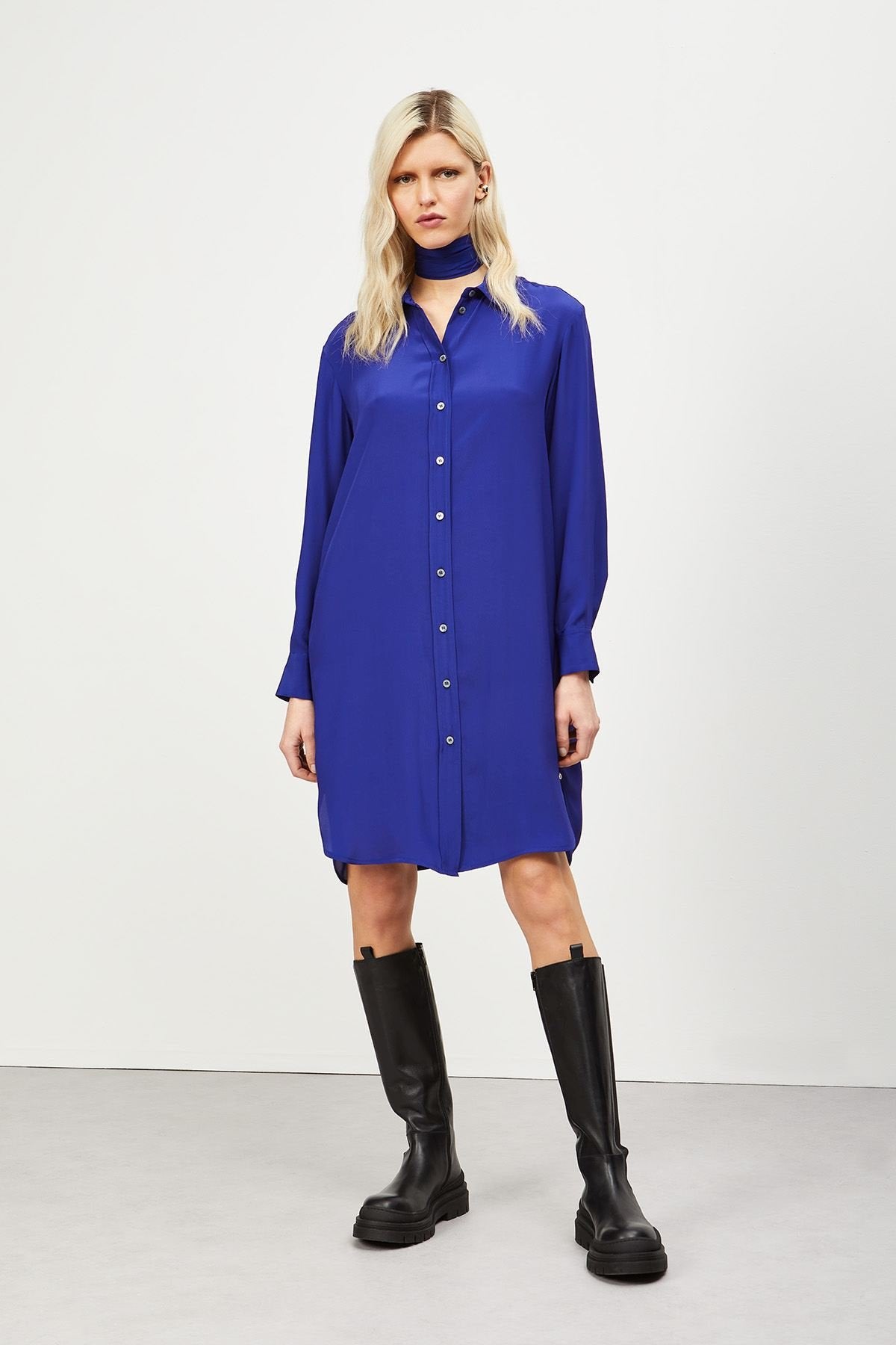 SHIRT DRESS WITH SCARF - PERSIA