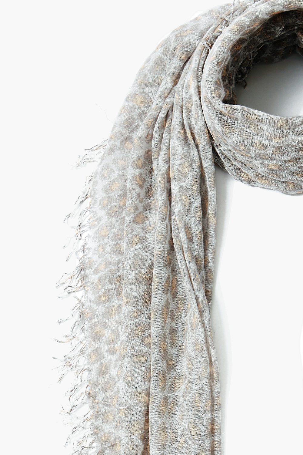 WHITE LEOPARD PRINT CASHMERE AND SILK SCARF