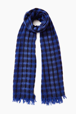 SAPPHIRE CHECKERED WOOL SCARF