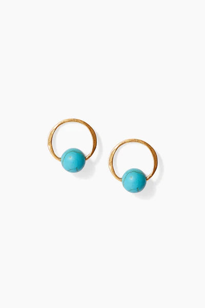 TURQUOISE AND GOLD GLOBE HOOPS
