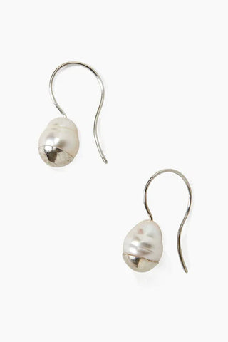 SILVER DIPPED PEARL DROP EARRINGS