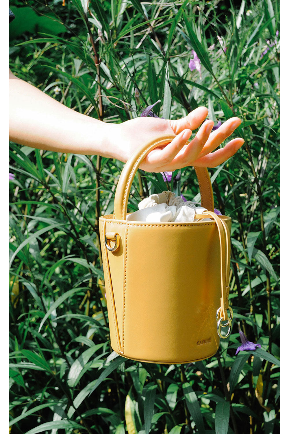 CAFUNE LEATHER MUSTARD MINI BASKET BUCKET — Atelier Boutique