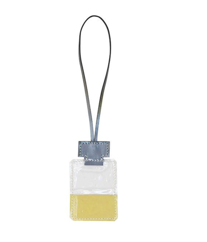 PERFUME BOTTLE LEATHER CHARM, CLEAR