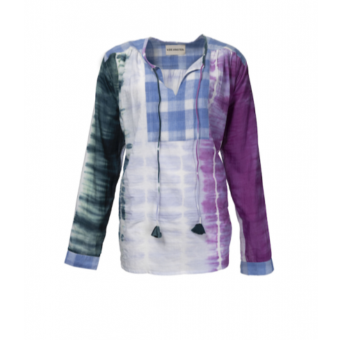 TIE& DYE CHECK BLUE BLOUSE