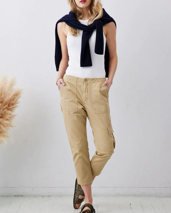 CP Shades Cropped Cargo Pant in Sand HW Linen Twill