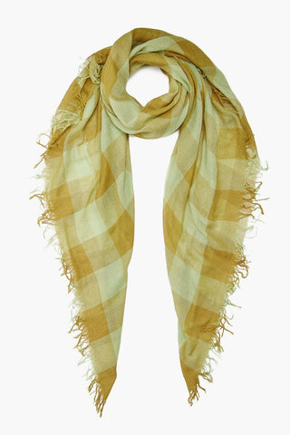 TARRAGON GINGHAM CASHMERE AND SILK SCARF